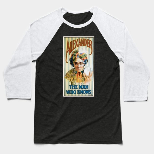 Vintage Magic Poster Art, Alexander, the Man Who Knows Baseball T-Shirt by MasterpieceCafe